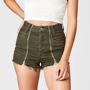 Green Zip Front Carmar Shorts